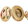 Montres de poche de luxe en or, montre musicale, joyeux anniversaire, mouvement Musical, pendentif, horloge, manivelle, cadran à chiffres romains