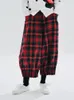 Women's Pants Imakokoni 2023 Autumn Original Design Red Plaid Pleated Loose Wide-leg For Women 234266