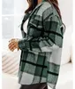 Women's Wool Blends Flannel Jacket Plaid Long Sleeved Woolen Shirt Women's Jacket 231013