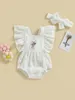 Mamelucos Maemukilabe Infant Born Bubble Romper Diadema Conjuntos de ropa para niña Mono con bordado floral Trajes de verano (Blanco 3-6