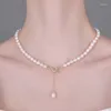 Choker ALLME sierlijke 14K echt verguld messing CZ kubieke zirkoon OT gesp natuurlijke zoetwaterparel kralen ketting voor vrouwen