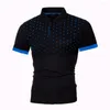 Polos masculinos Camisas Polo Mens Turn-Down Collar Camiseta Manga Curta Esportes Casual Respirável Tops Tee Polka-Dot Print Workout Undershirt