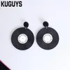 Kuguys Round Vintage Records dingle örhängen för kvinnors modesmycken akryl anpassade droppörhängen flickans gåva158a