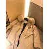 Winter women's long hooded down jacket with hooded design and detachable fur collar. Waistband waist design, waist slimming not bloated, super versatile.