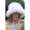 Bérets femmes fourrure pêcheur chapeau couleur unie casquette d'hiver Chic seau pour Streetwear Po accessoires chapeaux vêtements de mode en plein air