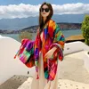 スカーフカラフルなフェザー観光日焼け止めスカーフ女性の夏の薄い民族スタイルは180x90cmで肩に包まれています