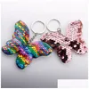 Key Rings Paillette Sequin Butterfly Key Rings Animal Pendant Keychain Holder Bag Hangs Fashion Jewelry Jewelry Dhmxh