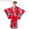 Theme Costume Asian Children Japanese Kimono Bathrobe Gown Japan Style Peacock Yukata Dress Obi Vintage Haori Halloween Cosplay ComeL231013