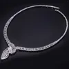 Necklace Earrings Set Luxury 4PCS Dubai Jewelry For Women White CZ Zircon Earring UAE Wedding