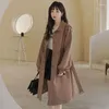 Women's Trench Coats 2023 Spring Autumn Mid-length Coat Full-length Sleeves Womens Windbreaker Thin Korean Fashion Style Clothes Outwear