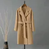 Mulheres misturas de lã topcoat casaco de lã dupla face mulheres outono inverno espessamento ulster manga completa moda cor sólida elegante jaqueta overknee 231013