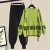 Women's Two Piece Pants Winter Ribbon Knitting Sweater Pullover Casual Overalls Two-piece Elegant Women's Pants Set Tracksuit Fall Outfits Women 231012
