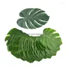 Decorative Flowers 12Pcs/Lot Green Artificial Monstera Palm Leaves For Tropical Hawaiian Theme Party Decoration Wedding Birthday Dhasl