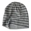 Bola bonés inverno adolescentes listrado gorro chapéu slouchy à prova de vento manter orelha quente adulto ciclismo esqui caminhadas suprimentos