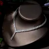 Комплект ожерелья и серег HIBRIDE, великолепные женские свадебные серьги из 2 предметов с фианитом и высоким качеством Juego De Joyas Para Mujer N-1390