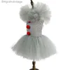 Theme Costume Gray Clown Tutu Dress for Girls Carnival Halloween Come for Kids Girl Joker Cosplay Tulle Outfit Children Party Scary ClothesL231013