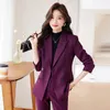 Tweedelige damesbroek Grote maat Dames Blazer en broekpak Formeel Roze Paars Zwart Effen damesjas Broek Dames Zakelijk Werkkleding 2-delige set 231013