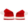 Party Hats Christmas Family Matching Hats Red Santa Clause Kids Mummy Knit Hat With Pompom Mummy Daddy Baby Hat Bonnet Xmas Festival 231013