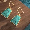 Kolczyki Dangle Turquoise Bohemian Drop Dainty Cleate Hook 18k złota