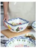 Conjuntos de louça Europeu Cerâmica Sopa de Macarrão Salada Tigela Borboleta Amor Flor Bonito Quadrado Redondo Sob Jantar Vitrificado Talheres Domésticos