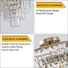 Gold Crystal Chandeliers,5-Tier Round Semi Flush Mount Chandelier Light Fixture