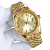 Luxury Diamond Gold Mens Watch Top Brand 42mm Designer Movement Arvurs Mänklockor för man födelsedag julklapp 316l rostfritt stål band hög kvalitet