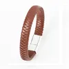 Link Bracelets 316L Stainless Steel Simple Men's Multi-strand Braided Leather Rope Alloy Magnetic Buckle Bracelet Gift Items For Boyfriend