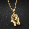Pendant Necklaces Hip Hop Rock Gold Silver Color Stainless Steel Egyptian Pharaoh Tutankhamun Necklace For Men Jewerly With 24&quo226U