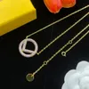 luxury chain necklaces designer necklace for women new fashion letter f pendant necklace stainless steel plated gold chains inlaid crystal designer jewelry gift