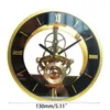 Table Clocks Antiques Style Clock Gear Wall Movement Round Decorative Metal R7UB