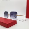 New fashion design cat eye sunglasses 0147O metal frame rimless cut lens simple and popular style versatile outdoor UV400 protection glasses