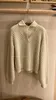 Womens Knits Spring loro piano Casual Beige Lapel Long Sleeve Cashmere Sweater