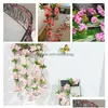 Dekorativa blommor 2x Artificial Cherry Blossom Flower Wall Hanging Vine Rattan Garland Wedding El Diy Beautif Holiday Decorition DHXH9