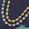 Mens Hip Hop Button Chain Halsband Kaffebönkedja smycken 8mm 18 tum 22 tum guldlänk för män kvinnor uttalande halsband gåva276m