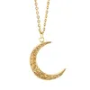 Naszyjniki wiszące wytłoczony księżyc Naszyjnik dla kobiet biżuteria ze stali nierdzewnej Lucky Choker Gold Kolor kabel Rolo łańcuch collare de moda