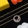 luxury chain necklaces designer necklace for women new fashion letter f pendant necklace stainless steel plated gold chains inlaid crystal designer jewelry gift