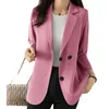 Ternos femininos mulheres jaquetas rosa pequeno terno formal casaco casual fino ajuste versão coreana design sentido blazer