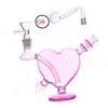 Gros créatif mini narguilé coeur rose verre dab rig Bong conduites d'eau fumer bécher bongs avec 10mm bol de tabac seau plates-formes