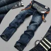 Jeans déchirés de haute qualité pour hommes, denim bleu de styliste, classique rétro, Jeans326T