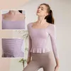 Active Shirts Plus Size Plissee Yoga Sportshirt Langarm Damen Laufen Fitness Tops Schnell trocknend Atmungsaktiv