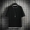 T-shirt da uomo Estate Manica corta Maglietta da uomo Seta del ghiaccio Traspirante Camicia casual Tinta unita Stile Harajuku Uomo Girocollo Top Tees 4XL