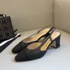 Klassisk läder av högsta kvalitet läder slingback lägenheter kattunge klackar sandaler pumpar 6