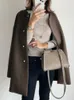 Women's Wool Blends Japan Style Office Lady Elegant Solid Wool Coats Loose Casual Covered Button Jacket Autumn Winter All-match Blends Outwear 231013