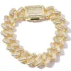Iced Miami Cuban Link-Armband für Herren, 14 Karat vergoldet, massive Diamanten, 15 mm CZ-Armbänder, Zirkonia, Schmuck256M