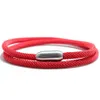 Simples multicamadas corda vermelha pulseira encantos de aço inoxidável corda magnética braclet para mulheres masculino pulseira jóias charme 242u
