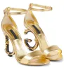 2023 Luxury Brands Keira Leather Women Sandals Shoes Baroque D and G-shaped Heels Gold-plated Carbon Party Wedding Lady Sexy Gladiator Sandalias EU35-43