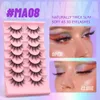 Falsche Wimpern GROINNEYA 7 Paar 3D-Naturwimpern Fluffy Soft Cross Manga Wispy Wimpernverlängerung Make-up 231012