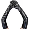 Five Fingers Gloves Adult Sexy Long Black Latex Gloves Metallic Wet Look Faux Leather Gloves Clubwear Dance Catsuit Cosplay Accessory Mittens 231013