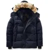 Piumino da uomo Parka Giacca da uomo di alta qualità Cappotto d'oca Vera pelliccia di lupo grande canadese Wyndham Cappotto Abbigliamento Stile di moda Capispalla invernale Parka8zxq