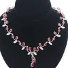 Kedjor 21g 925 Solid Sterling Silver Necklace Pink Raspberry Rhodolite Garnet Kunzite White Cz smycken för Woman's